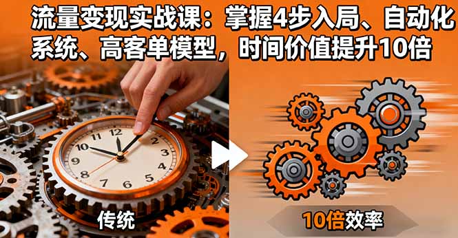 流量变现实战课：掌握4步入局、自动化系统、高客单模型，时间价值提升10倍-副业项目资源网