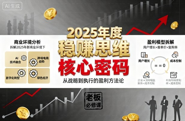 2025年度稳賺思维老板创业营，拆解2025年新商业环境下，企业实现持续盈利的核心密码-副业项目资源网