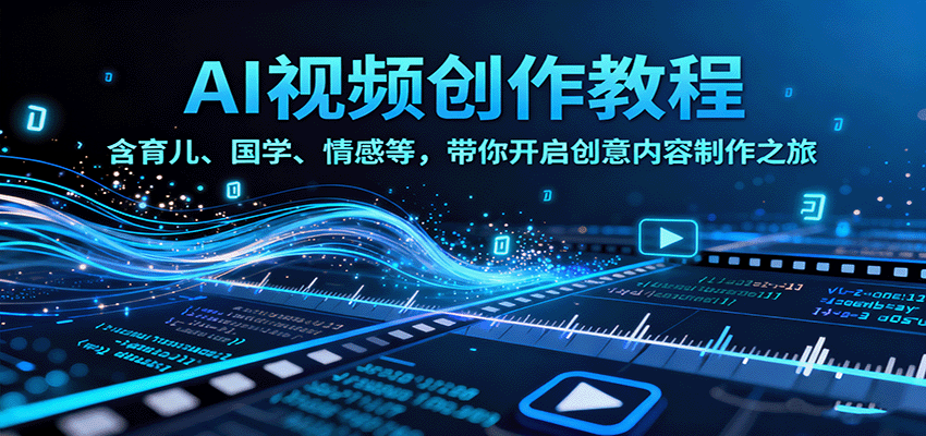 AI视频创富课，含育儿、国学、情感等，带你开启创意内容制作之旅-副业项目资源网