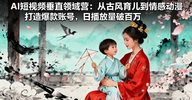 AI短视频垂直领域营：从古风育儿到情感动漫，打造爆款账号,日播放量破百万-副业项目资源网