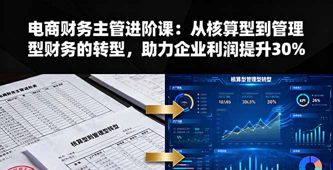 电商财务主管进阶课：从核算型到管理型财务的转型，助力企业利润提升30%-副业项目资源网