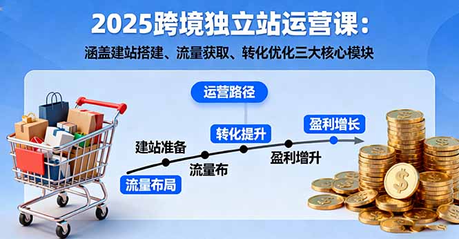 2025跨境独立站运营课：涵盖建站搭建、流量获取、转化优化三大核心模块-副业项目资源网