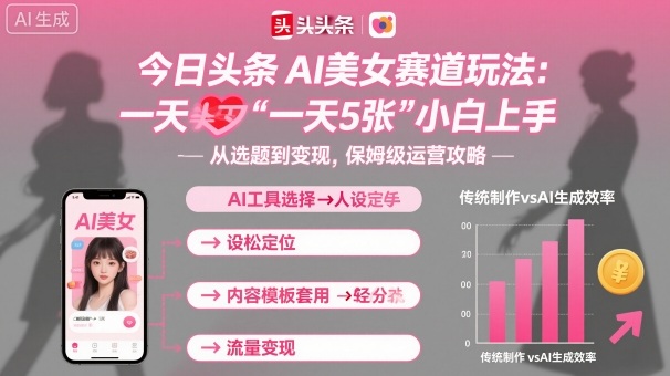 今日头条AI美女赛道玩法，一天轻松5张，小白轻松上手-副业项目资源网