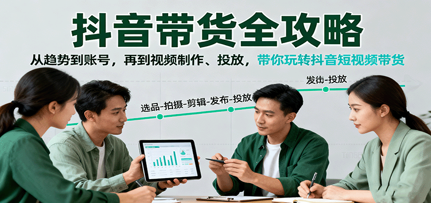 抖音带货全攻略：从趋势到账号，再到视频制作、投放，带你玩转抖音短视频带货-副业项目资源网