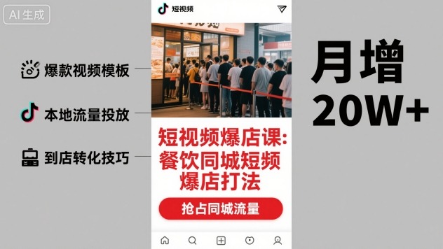短视频爆店课，餐饮同城短视频爆店打法-副业项目资源网