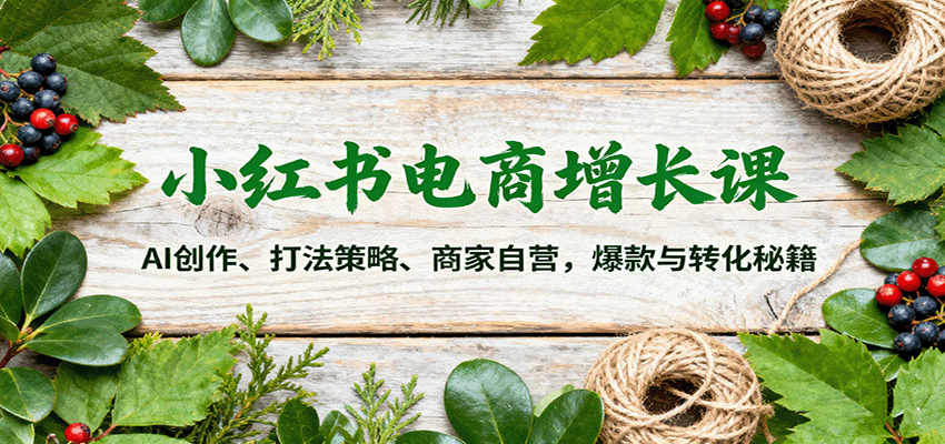 小红书电商增长课：AI创作、打法策略、商家自营，爆款与转化秘籍-副业项目资源网