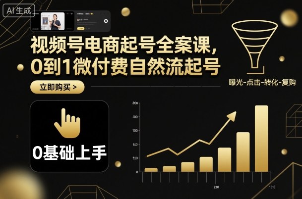 视频号电商起号全案课，0到1微付费自然流起号-副业项目资源网
