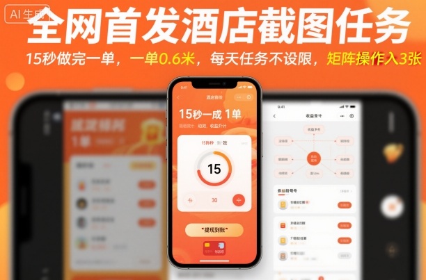全网首发酒店截图任务，15秒做完一单，一单0.6米，每天任务不设限，矩阵操作日入3张【揭秘】-副业项目资源网