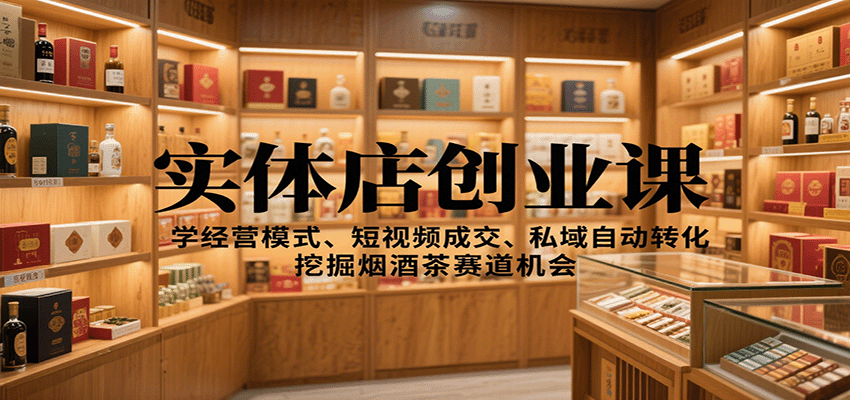 实体店创业课：学经营模式、短视频成交、私域自动转化，挖掘烟酒茶赛道机会-副业项目资源网