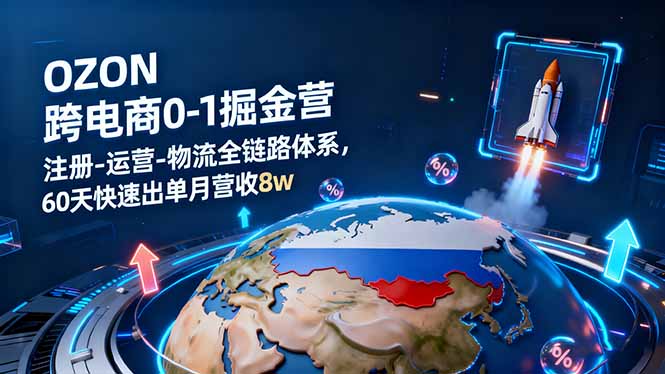 OZON跨境电商0-1掘金营：注册-运营-物流全链路体系，60天快速出单月营收8w-副业项目资源网