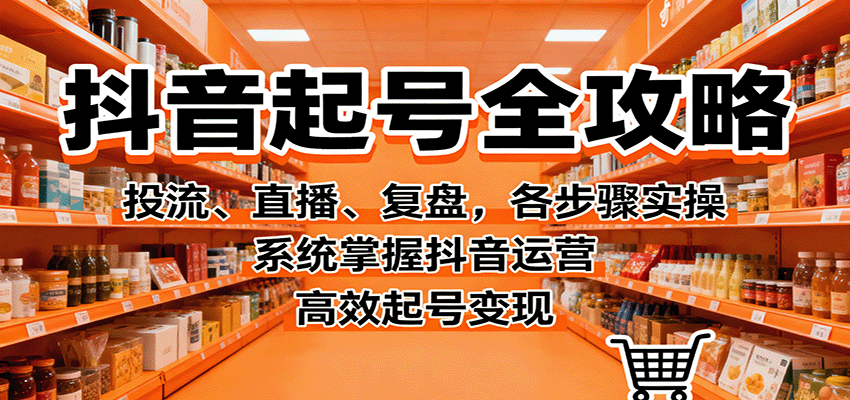 抖音起号全攻略，投流、直播、复盘，各步骤实操，系统掌握抖音运营，高效起号变现-副业项目资源网
