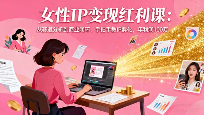 女性IP变现红利课：从赛道分析到商业闭环，手把手教IP孵化，年利润100万-副业项目资源网