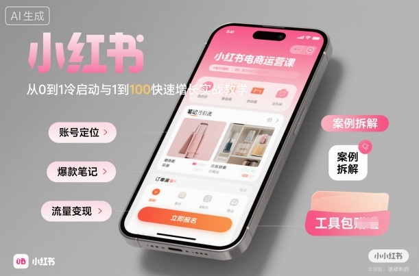 小红书电商运营课：从0到1冷启动与1到100快速增长实战教学-副业项目资源网