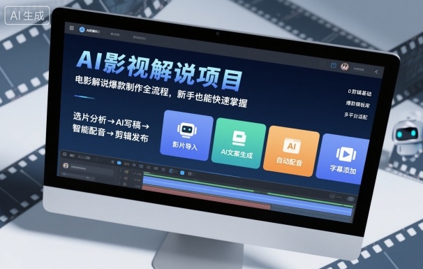 AI影视解说项目，电影解说爆款制作全流程，新手也能快速掌握-副业项目资源网