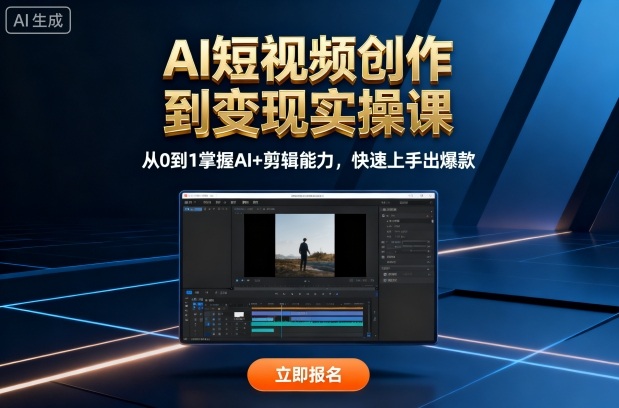 AI短视频创作到变现实操课，从0到1掌握AI+剪辑能力，快速上手出爆款(更新10月)-副业项目资源网