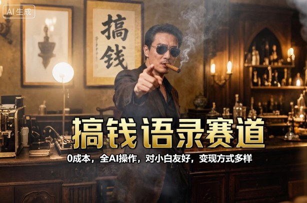 搞钱语录赛道，0成本，全AI操作，对小白友好，变现方式多样-副业项目资源网