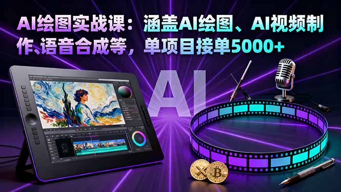 AI绘图实战课：涵盖AI绘图、AI视频制作、语音合成等，单项目接单5000+-副业项目资源网