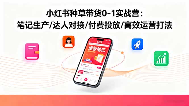 小红书种草带货0-1实战营：笔记生产/达人对接/付费投放/高效运营打法-副业项目资源网