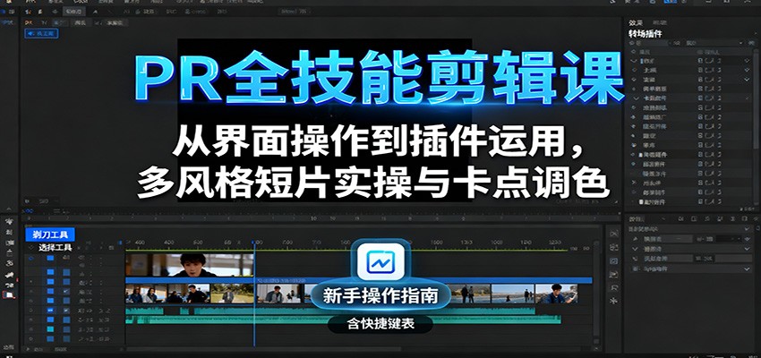 PR全技能剪辑课：从界面操作到插件运用，多风格短片实操与卡点调色-副业项目资源网