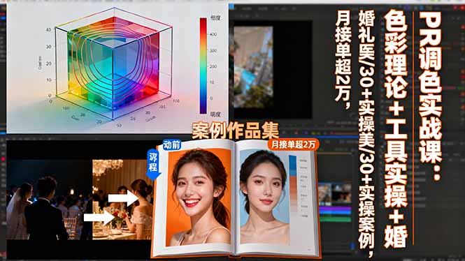 PR调色实战课：色彩理论+工具实操+婚礼医美/30+实操案例，月接单超2万-副业项目资源网