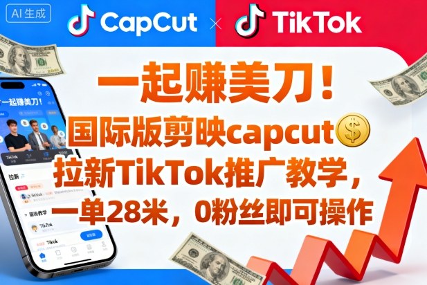 一起賺美刀！国际版剪映capcut拉新TikTok推广教学，一单28米，0粉丝即可操作(附推广入口和教学)-副业项目资源网