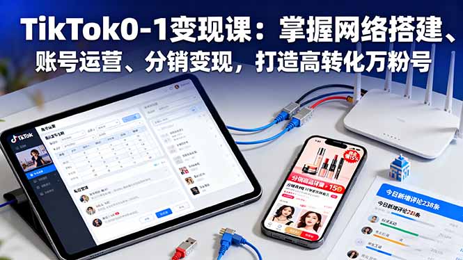 TikTok0-1变现课：掌握网络搭建、账号运营、分销变现，打造高转化万粉号-副业项目资源网