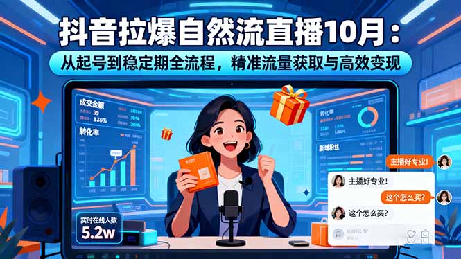 抖音拉爆自然流直播10月：从起号到稳定期全流程，精准流量获取与高效变现-副业项目资源网