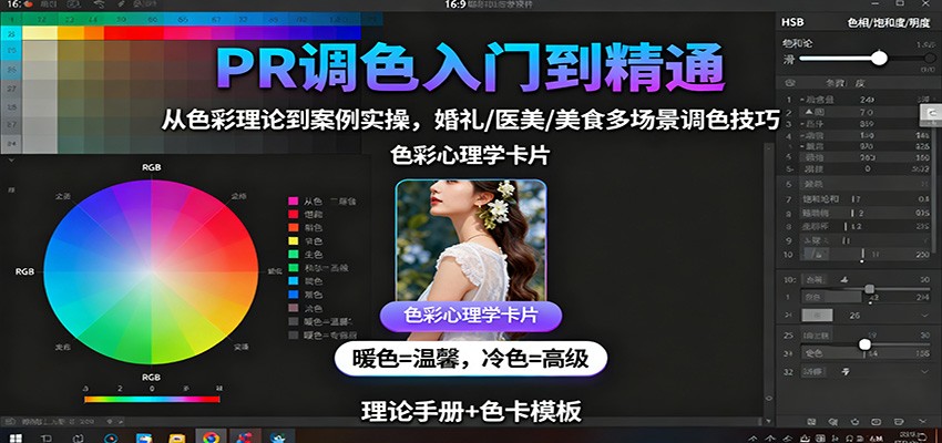 PR调色入门到精通：从色彩理论到案例实操，婚礼/医美/美食多场景调色技巧-副业项目资源网