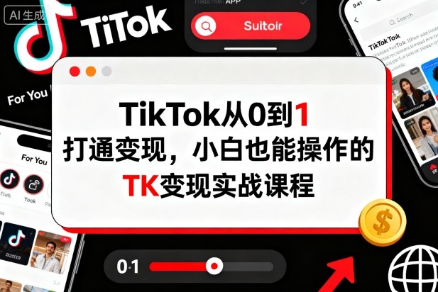 TikTok从0到1打通变现，小白也能操作的TK变现实战课程-副业项目资源网