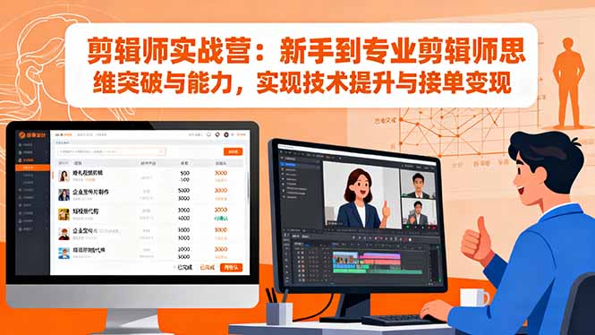 剪辑师实战营：新手到专业剪辑师思维突破与能力，实现技术提升与接单变现-副业项目资源网