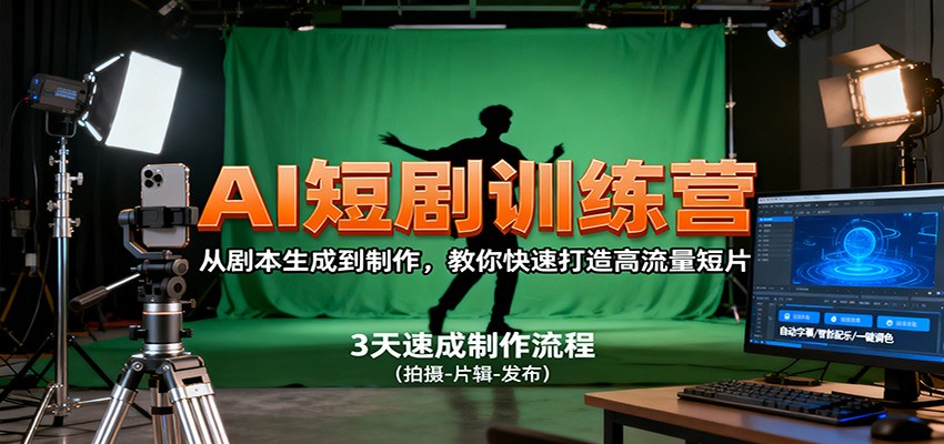 AI短剧训练营，从剧本生成到制作，教你快速打造高流量短片-副业项目资源网