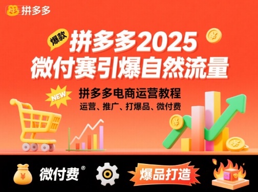 拼多多2025微付费引爆自然流量，拼多多电商运营教程，运营、推广、打爆品、微付费(更新)-副业项目资源网