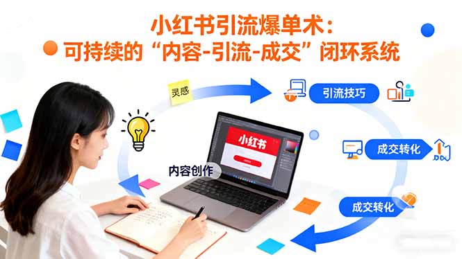 小红书引流爆单术：构建一套低成本 可持续的“内容-引流-成交”闭环系统-副业项目资源网