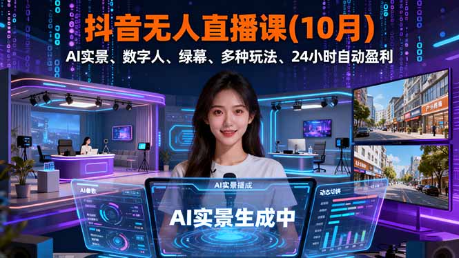 抖音无人直播课(10月-副业项目资源网