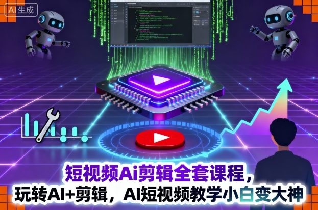 短视频Ai剪辑全套课程，玩转AI+剪辑，AI短视频教学小白变大神-副业项目资源网