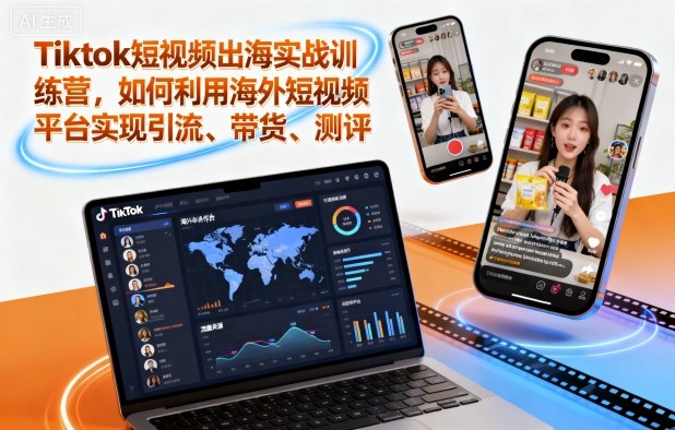 Tiktok短视频出海实战训练营，如何利用海外短视频平台实现引流、带货、测评-副业项目资源网