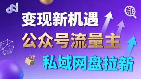 公众号流量主+私域网盘拉新，多方式变现，简单易上手，当天就有收益-副业项目资源网