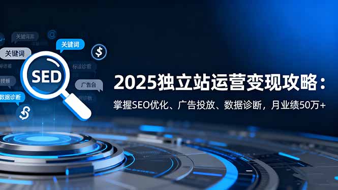 2025独立站运营变现攻略:掌握SEO优化、广告投放、数据诊断,月业绩50万+-副业项目资源网