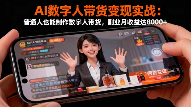 AI数字人带货变现实战:普通人也能制作数字人带货,副业月收益达8000+-副业项目资源网