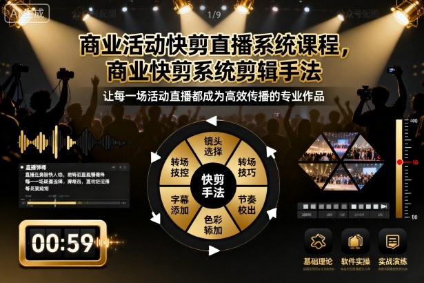 商业活动快剪直播系统课程，商业快剪系统剪辑手法-副业项目资源网