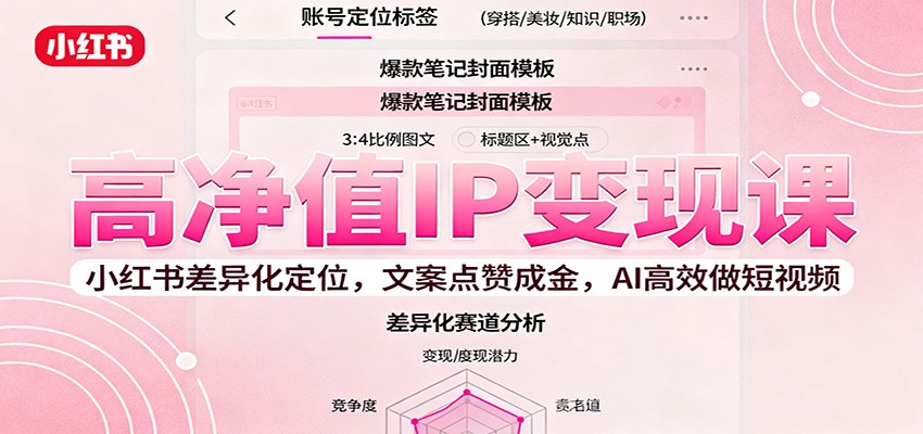 高净值IP变现课:小红书差异化定位,文案点赞成金, AI高效做短视频-副业项目资源网