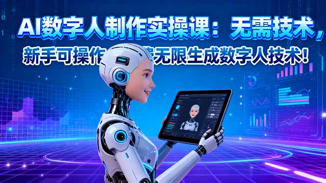 AI数字人制作实操课：无需技术，新手可操作，免费无限生成数字人技术！-副业项目资源网