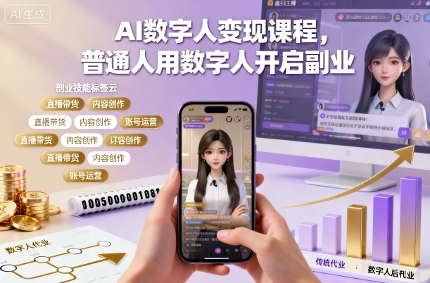 AI数字人变现课程,普通人用数字人开启副业-副业项目资源网