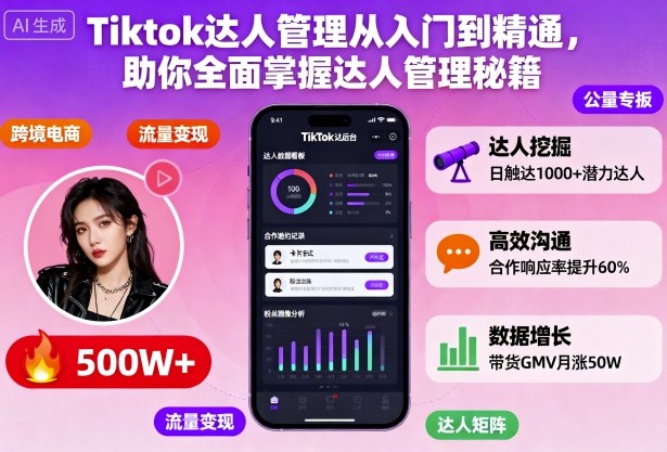 Tiktok达人管理从入门到精通,助你全面掌握达人管理秘籍-副业项目资源网