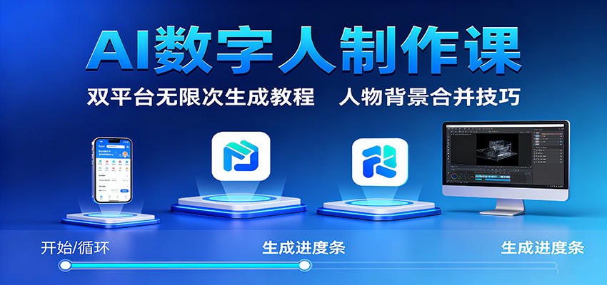 AI数字人制作课:双平台无限次生成教程,人物背景合并技巧-副业项目资源网