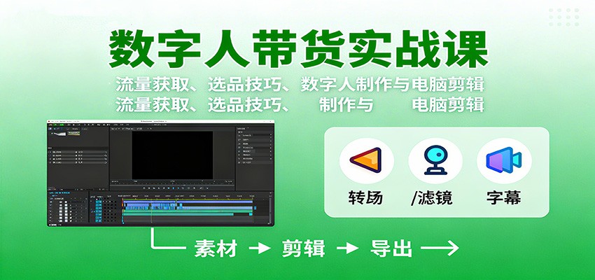 数字人变现实战课:流量获取、选品技巧、数字人制作与电脑剪辑-副业项目资源网