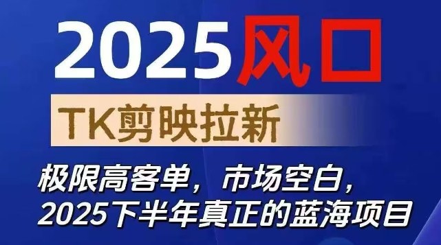 2025风口TK剪映capcut拉新项目,极限高客单,市场空白,2025下半年真正的蓝海项目-副业项目资源网