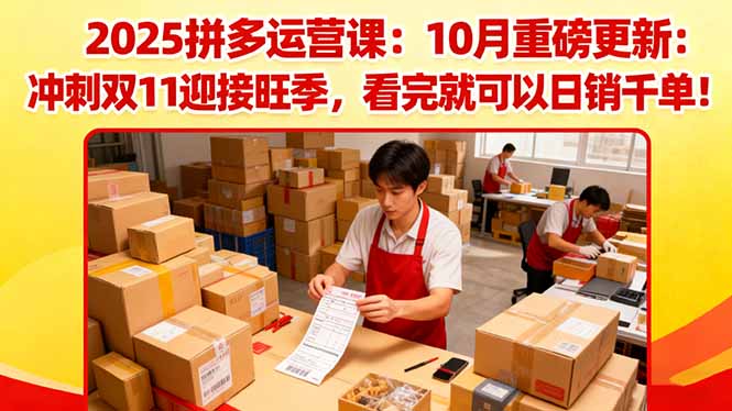 2025拼多多运营课:10月重磅更新:冲刺双11迎接旺季,看完就可以日销千单-副业项目资源网