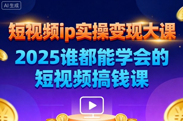 短视频ip实操变现大课,7月26-27日广州站线下课,2025谁都能学会的短视频搞钱课-副业项目资源网