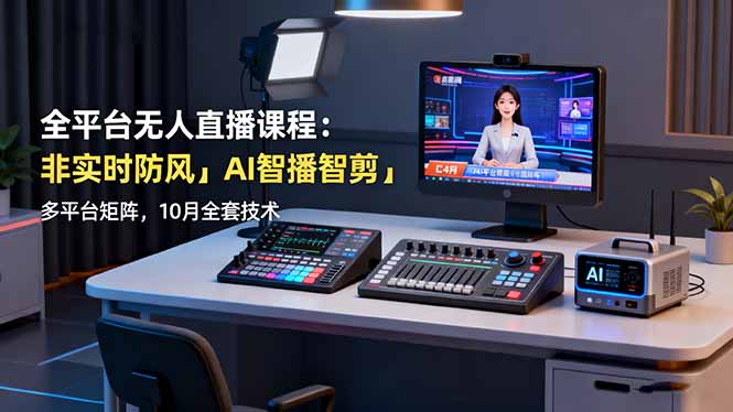 全平台无人直播课程:非实时防风+AI智播智剪+多平台矩阵,10月全套技术-副业项目资源网